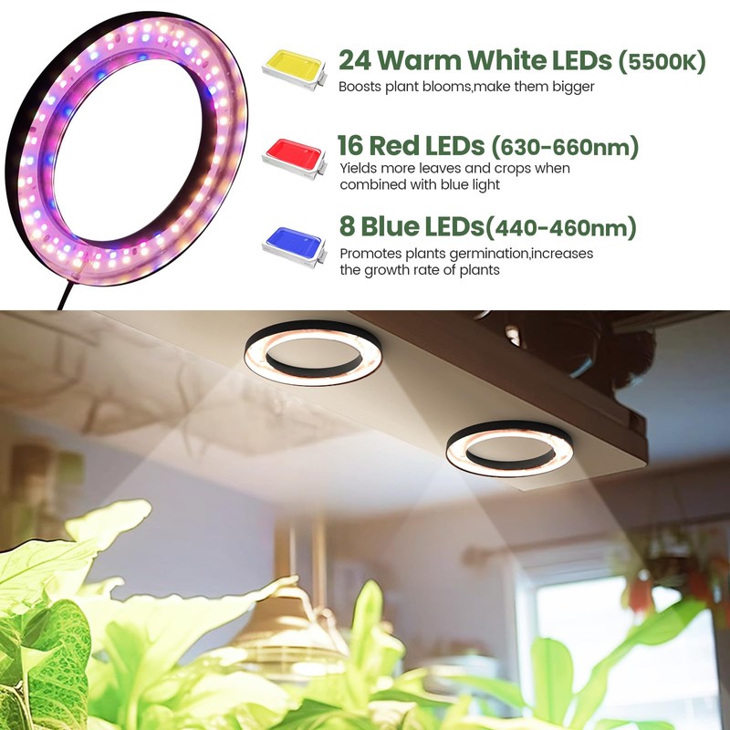 Mosthink 6.3" Ceiling Grow Lights for Indoor Plants, 288 LEDs