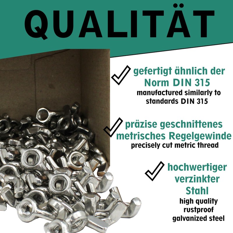 Wing Nuts in Accordance with DIN 315 American Shape Stainless