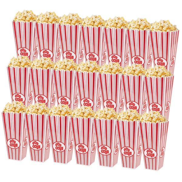 Tebery 21 Pack Plastic Open-Top Popcorn Boxes Reusable Popcorn Containers - 7.7" Tall x 4" Square