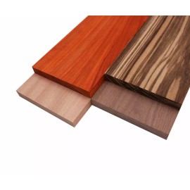 Imported Exotic Hardwood Variety Pack - Zebrawood, Walnut, Padauk, Okoume - 3/4" - 3/4" x 6" x 12"