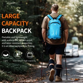 SFIUYDS Large Hiking Daypack,30L Waterproof Hiking Backpack Packable Lightweight Travel Day Pack for Women Men (Blue, Large)