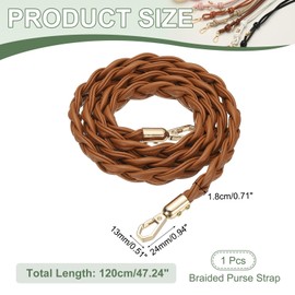 sourcing map Braided Purse Straps, 49.2 Inch PU Leather Woven Crossbody Bag Strap Replacement with Buckle for Shoulder Bags Purse Making, Brown