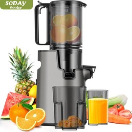 LQZ Cold Press Juicer - 350W Slow Masticating Juice Extractor with 5.3" Wide Feed Chute for Whole Fruits & Vegetables, Easy to Clean - Color: Black