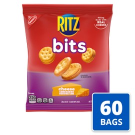 RITZ Bits Cheese Sandwich Crackers, Snacks for Kids and Adults, Bulk Lunch Snacks, 60-1.5 oz Packs