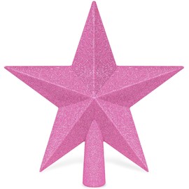 Christmas Tree Decoration, 8" Pink Christmas Tree Topper Star Accessories, Xmas Glitter 3D Bethlehem Tree Ornament, Waterproof Holiday Christmas Tree Topper Star Decorations for Home Indoor Outdoor