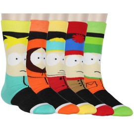 Hyp South Park Men's Character Inspired Big Face 5-Pack Mid-Calf Adult Crew Socks Shoe Size 6-12
