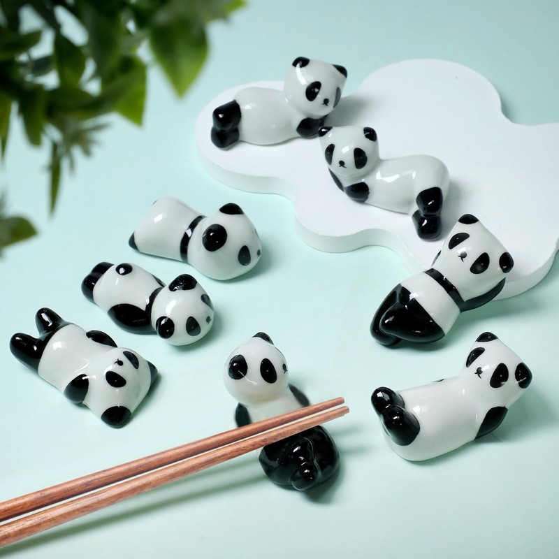 8 Pcs Cute Ceramic Panda Chopsticks Holder, Chopstick Rest Rack