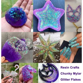 12 Colors Iridescent Chunky Glitter Flakes Kit Irregular Resin Epoxy Art Craft Paint Glitters Sparkles Accessories Festival Cosmetic Body Glitter Nail Sequins Stickers Decor (Irregular)