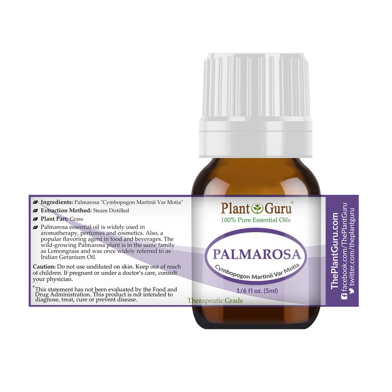 Palmarosa Essential Oil 5 ml 100% Pure Undiluted Therapeutic Grade.