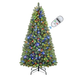 SHareconn 6ft Prelit Premium Artificial Hinged Christmas Tree with Remote Control,Timer, and 330 Warm White & Color LED Changing Lights, 952 Branch Tips, Perfect Choice for Xmas Decoration, 6 FT
