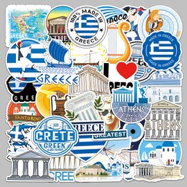 Greece Travel Stickers, Pack of 50, Greek Symbols Stickers