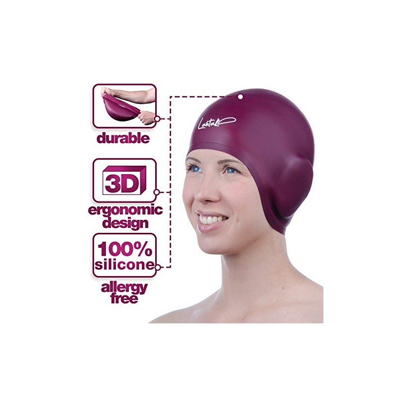 Gorras de natación 3D con protección de oídos, gorra de