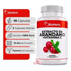 Bioherb Arándano Rojo Orgánico Vitamina Extracto 100 Puro Concentrado Cápsulas 500 Suministro Días Alta Concentración Polifenoles Extremadamente