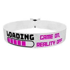 Stoffarmband Loading Game On Reality Off für Gamer - Gamer Stoffarmband aus Satin - Wasserfest & Langlebig - Geschenksidee für Zocker - Gaming Zubehör & Merchandise - Gamer Geschenk für ihn & sie