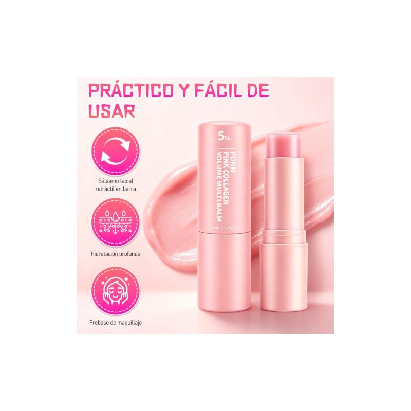 2pcs Pink Collagen Volume Multi Balm Stick Bálsamo Facial Reafirmante