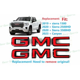 Auto GMC Front Rear Black Red GMC Emblem 2020+ Sierra 1500 2500HD 3500HD 2023+ Canyon