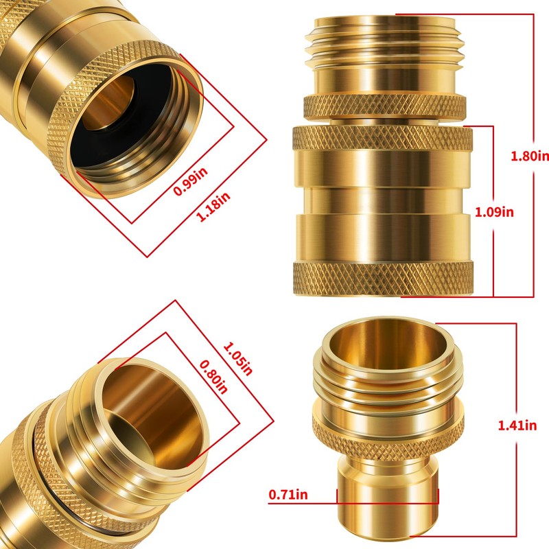 Bzcovac Heavy Duty Brass Hose Quick Disconnect Set for Dramm,