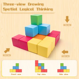 Montessori Educational Toys for 1-2-3-5 Year Olds Boys Girls, 30PCS Wooden Number Building Blocks Wooden Preschool Learning Toddler Toys Math Puzzle Games Stacking Toys 12-18 Months with Storage Bag