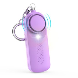 Qoosea Personal Alarm Pocket Alarm with 130 dB Emergency Safesound Personal Security Alarm Keyring with LED Light, Police Approved Alarm for Children, Women, Older Students (Purple)