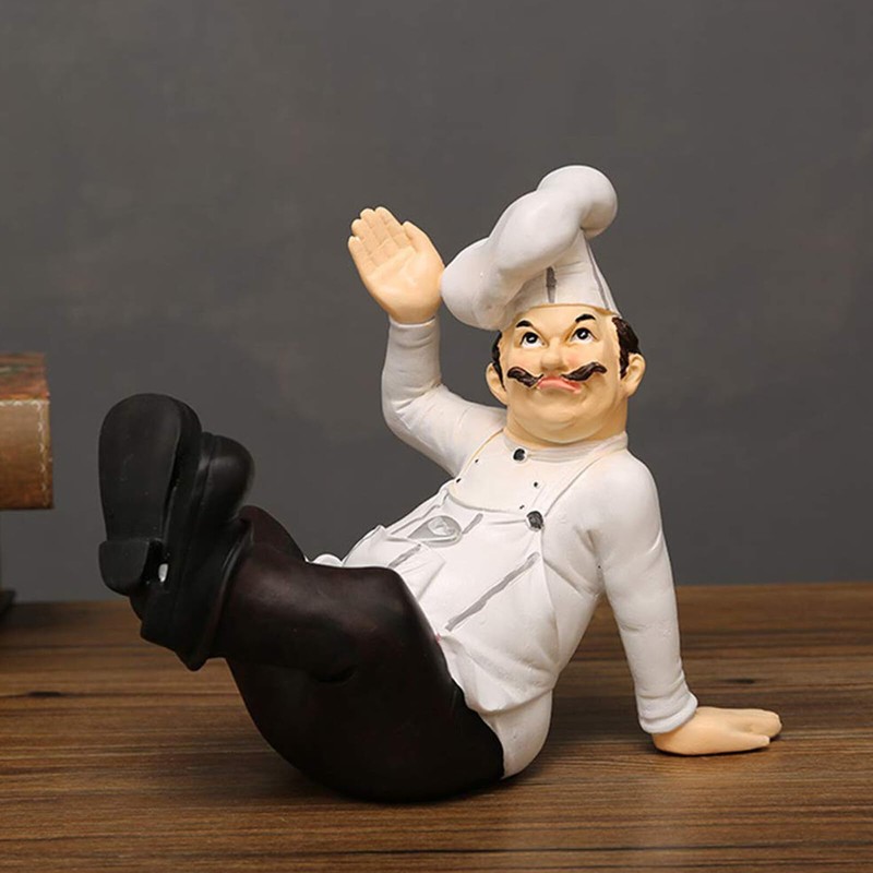 NCONCO Chef Figurine with Waving Hand Happy Chef Resin Figurine