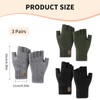 Colaren 3 Pairs Fingerless Gloves for Men and Women, Knited