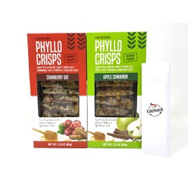 Phyllo Crisps Pastry Dough Sheets Crisp Snack Variety Bundle - Cranberry Oat Crisps Apple Cinnamon with kokobunch kit by Nu Bake | 2 Pk - 2.8 oz