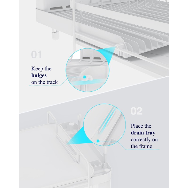 Kitsure Large Dish Drying Rack - Extendable Dish Rack, Multifunctional