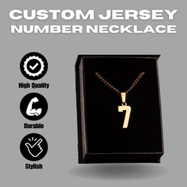 Gold Number Necklace - Jersey Number Pendant for Athletes - Sports Jewelry (1)