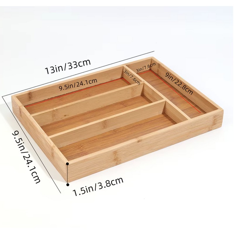 Bamboo Cutlery Drawer Organizer for Tableware – Natural Bamboo Storage