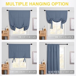 NICETOWN Fashion Thermal Insulated Blackout Curtains, Adjustable Tie Up Neutral Style Curtain for Living Room/Bedroom Window/Thanksgiving (Stone Blue, 1 Panel, W40 x L54)