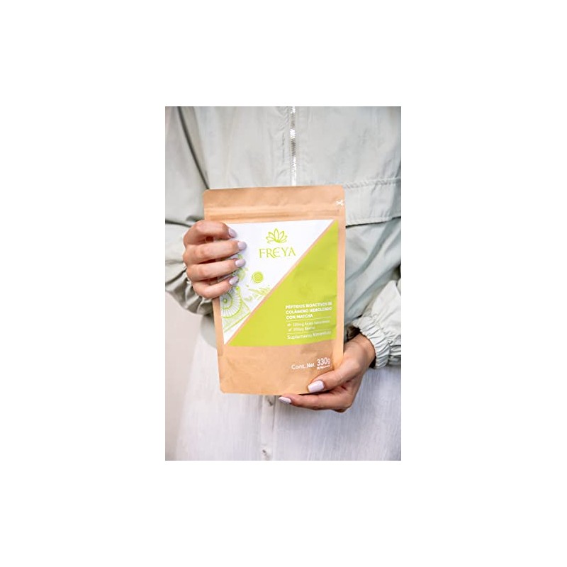FREYA Matcha, Péptidos Bioactivos de Colágeno hidrolizado con Biotina, ácido