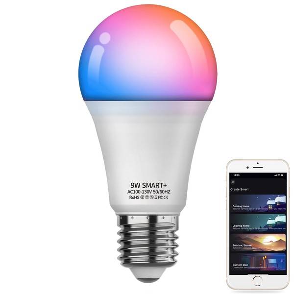Vanance Smart Light Bulb, WiFi & Bluetooth 5.0, A19 E26 800LM Color Changing Light Bulb, Warm to Cool White, Dimmable LED Lights, App Control, UL Listed, No Hub Required, Works with Alexa Google Home