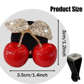 HQRNYP 4PCS Cherry Car Air Vent Freshener Perfume Clip, Car Vent Accessories, Rhinestone Air Outlet Fragrance Perfume Clip Freshener, Auto Interior Decoration Accessories Stylish Fresheners for Women