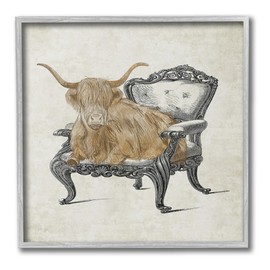 Stupell Industries Longhorn & Vintage Armchair Framed Giclee Art by Elizabeth Medley