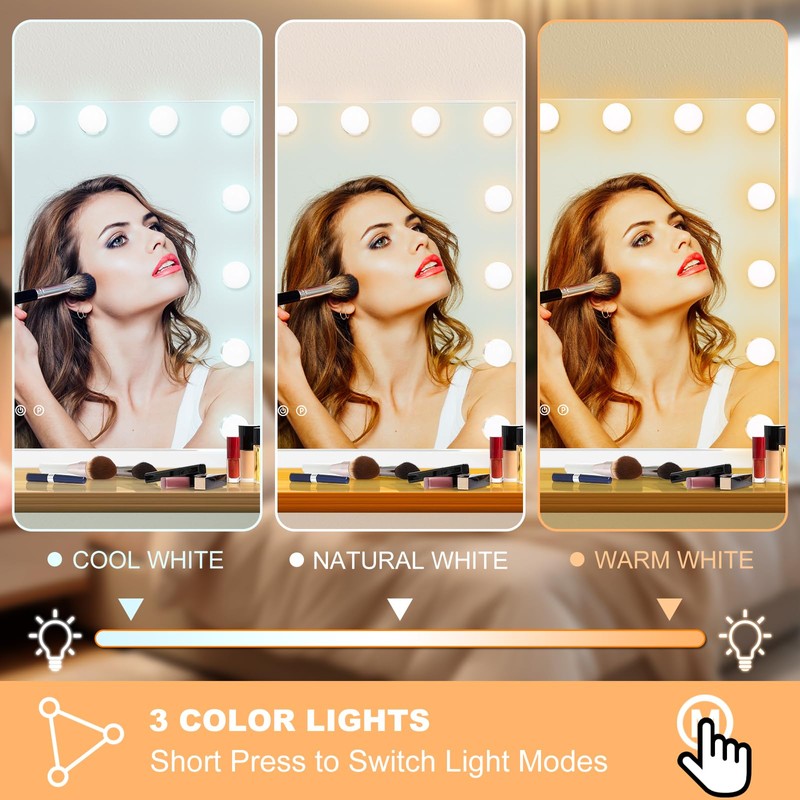 Moonee Vanity Mirror with Lights, Hollywood Lighted Makeup Mirror with