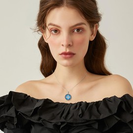 ONEFINITY Compass Turquoise Necklace 925 Sterling Silver Celtic Knote Compass Pendant Inspirational Graduation Travel Jewelry for Women