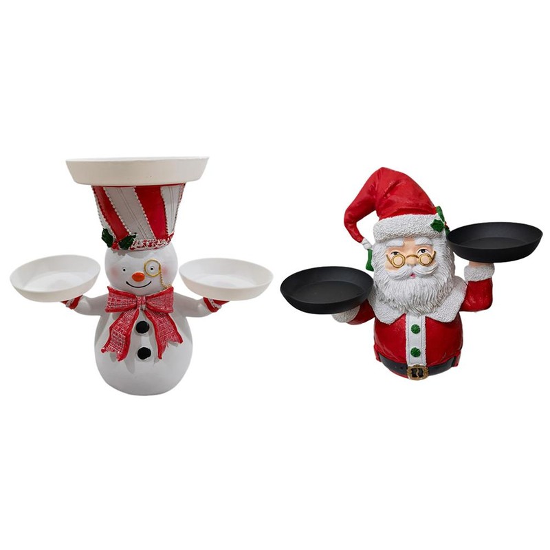 Christmas Santa Snowman Plate Resin Snack Tray Christmas Figurine Snacks