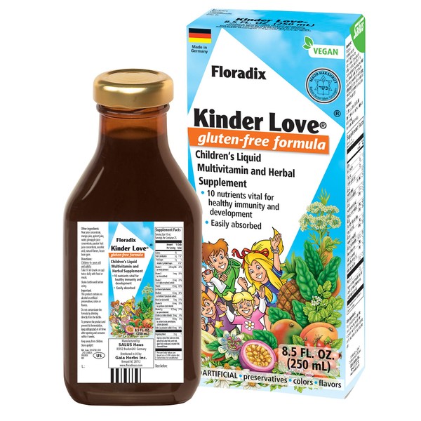 Salus Haus - Childrens Multivitamin Kinder Love Liquid 8.5 Ounce SMALL - Vitamins A, B, C, D, E, Calcium, Magnesium - Kosher, Non GMO, Vegetarian