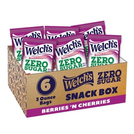 Welch's Zero Sugar Fruity Bites, Berries 'n Cherries Snack Box, Gluten Free & Sugar Free Snacks, 3oz Snack Packs (Pack of 6)