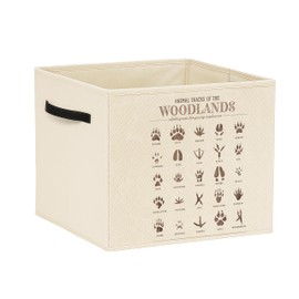 Briblaze Woodland Animal Nursery Storage Bins, Woodland Animal Tracks Collapsible Baskets Organizer for Kids Bedroom Clothes Toys Books, Toybox for Kids Nursery Room Playroom