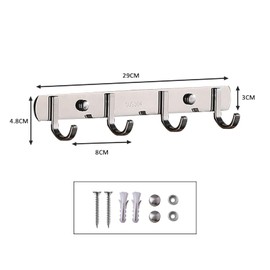 Spotact Stainless Steel Coat Rack Heavy Duty Wall Mounted Towel Hanger Modern Metal Clothes Hooks for Entryway Hallway Kitchen Bathroom Bedroom (Flat, 4 Hooks)