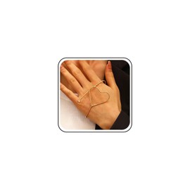 TseenYi Heart Cuff Hand Palm Bracelet Gold Heart Cuff Bracelet Statement Metal Heart Love Hand Bracelet Open Bangle Adjustable Wrap Bracelet Hand Palm Cuff Bangle Bracelet