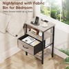Vagusicc Nightstand with Charging Station, Side Table with Adjustable Drawer,