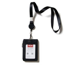 [Alaka] Pass Case, Commuter Passcase, With Reel, Men's License Holder, License Case, Coin Purse, Women's, Students, Boys, Card Case, IC Card Storage (Black), Black