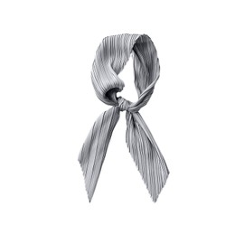 LumiSyne Pleated Square Scarf for Women Plain Silky Satin Neckerchief Lightweight Bandana Head Scarf Headpiece Hair Scarf, gray