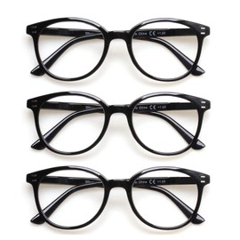 3 Pack Reading Glasses Spring Hinge Stylish Readers Black/Tortoise for Men and Women (3 Black, 2.5)Medium