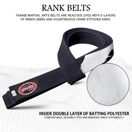 Farabi Sports Karate Belt Multiple Colors Karate Belts Judo Karate BJJ Martial arts Taekwondo belts (240-cm, Black)