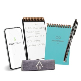 Rocketbook New Mini Reusable Smart Notepad, Pocket Size Notebook 3.5x5.5, Teal - Dotted Pages, App-Connected, Erasable, Ideal for On-The-Go List Taking & Quick Notes Anywhere