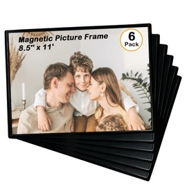 Mingting Magnetic Picture Frame, Holds 8.5x11 Inches Pictures, Reusable Black Magnet Fridge Photo Sleeves for Refrigerator, Locker,Office Cabinet (6Pcs,Black)