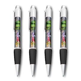 Set of 4 White Ballpoint Pens (Photo Insert) - Gardening Tools Flowers Garden Art - Soft Feel Finger Grip #50998